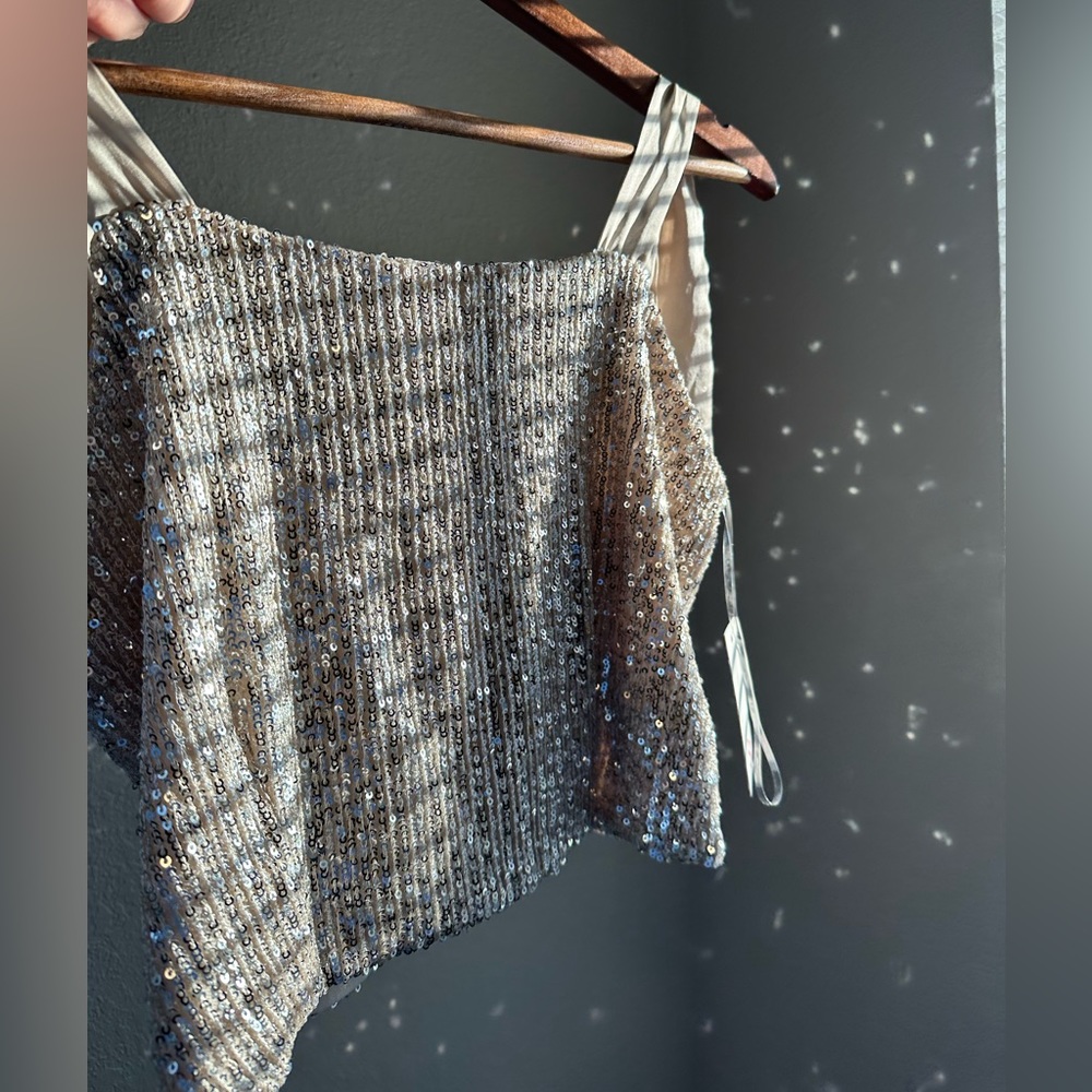 Champagne Tie Strap Crop Tank